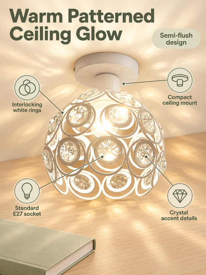 Crystal Ceiling Light: Warm Patterned Glow for Bedrooms