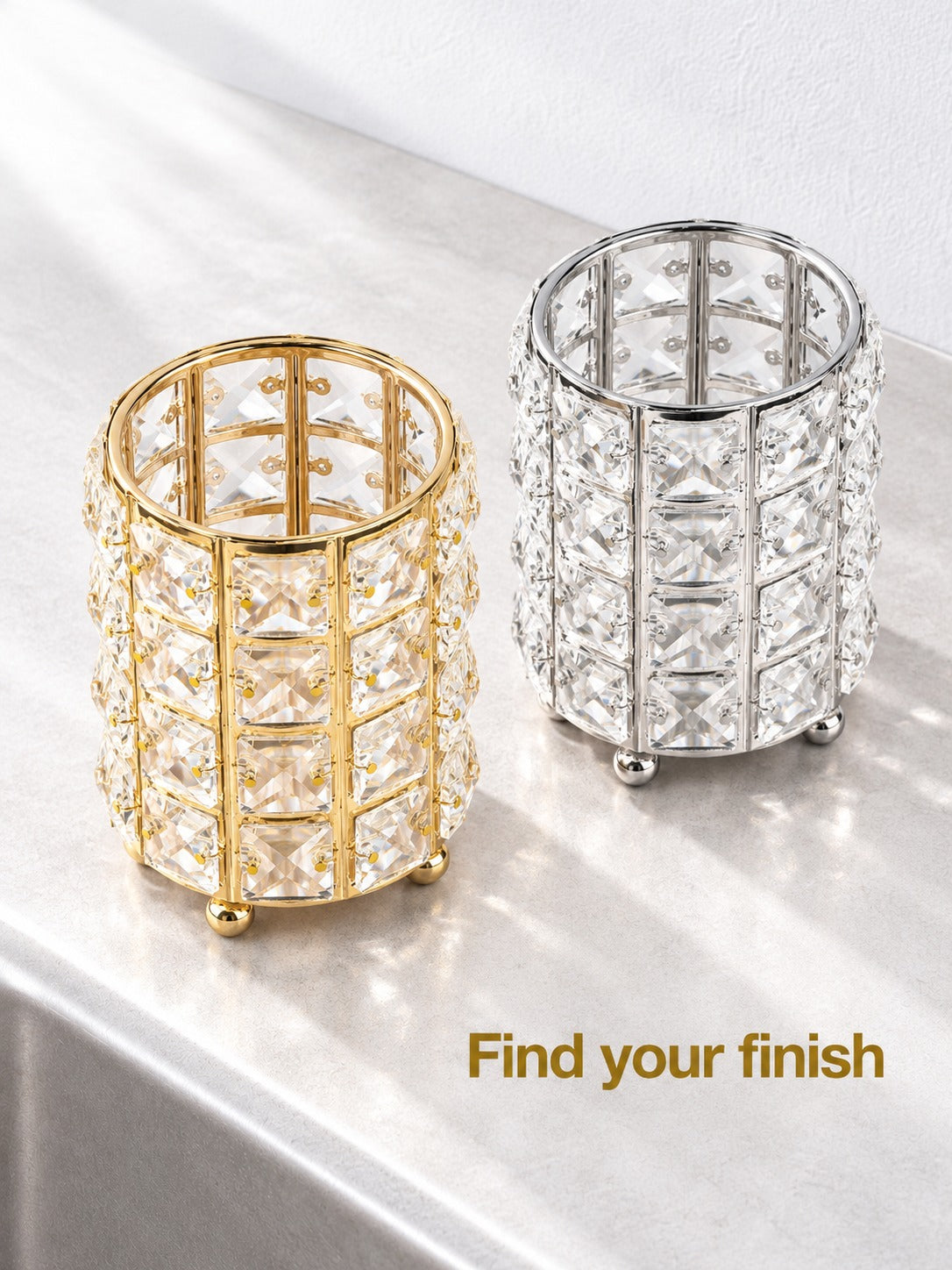 Crystal Makeup Brush Holder Upright Vanity Organizer