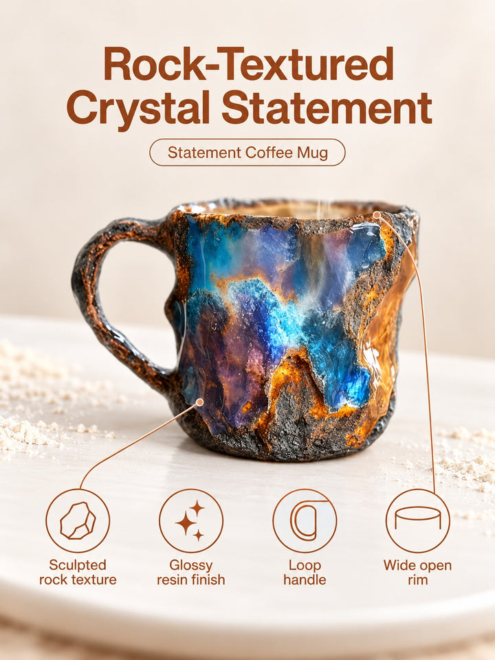 Crystal Resin Coffee Mug With Unique Rock-Textured Look
