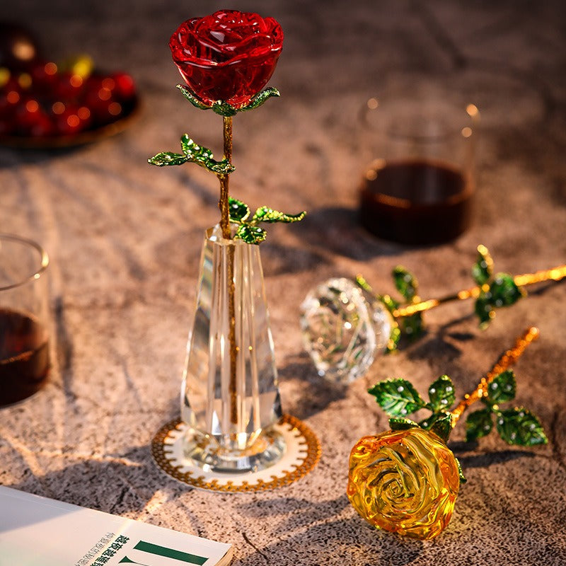 Crystal Rose Ornament for Lasting Romantic Home Decor