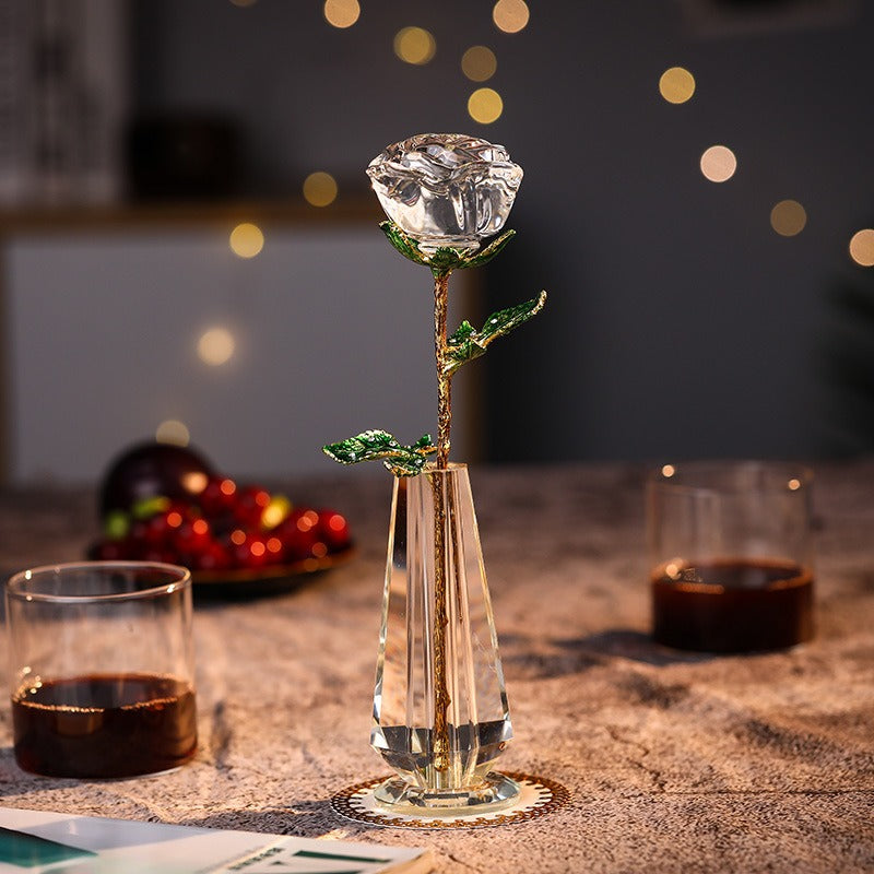 Crystal Rose Ornament for Lasting Romantic Home Decor
