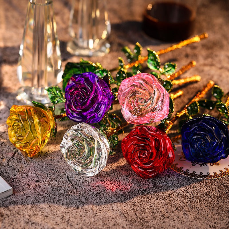 Crystal Rose Ornament for Lasting Romantic Home Decor