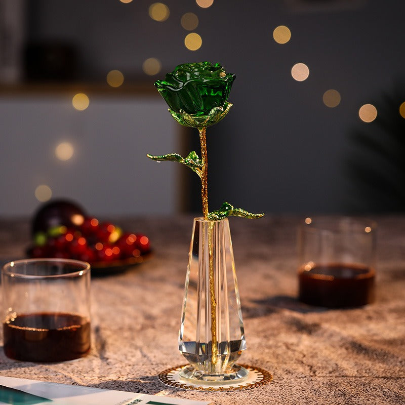 Crystal Rose Ornament for Lasting Romantic Home Decor