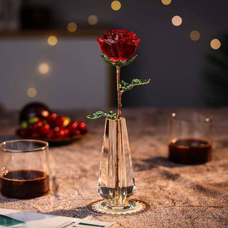 Crystal Rose Ornament for Lasting Romantic Home Decor