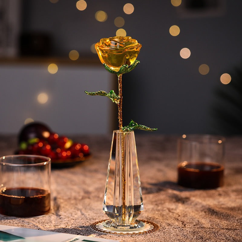 Crystal Rose Ornament for Lasting Romantic Home Decor