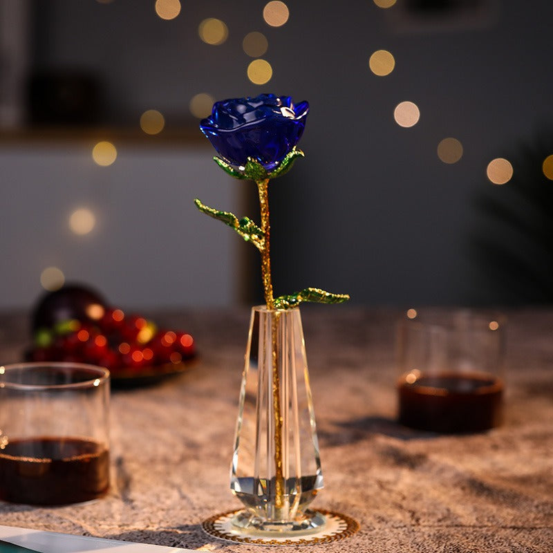 Crystal Rose Ornament for Lasting Romantic Home Decor