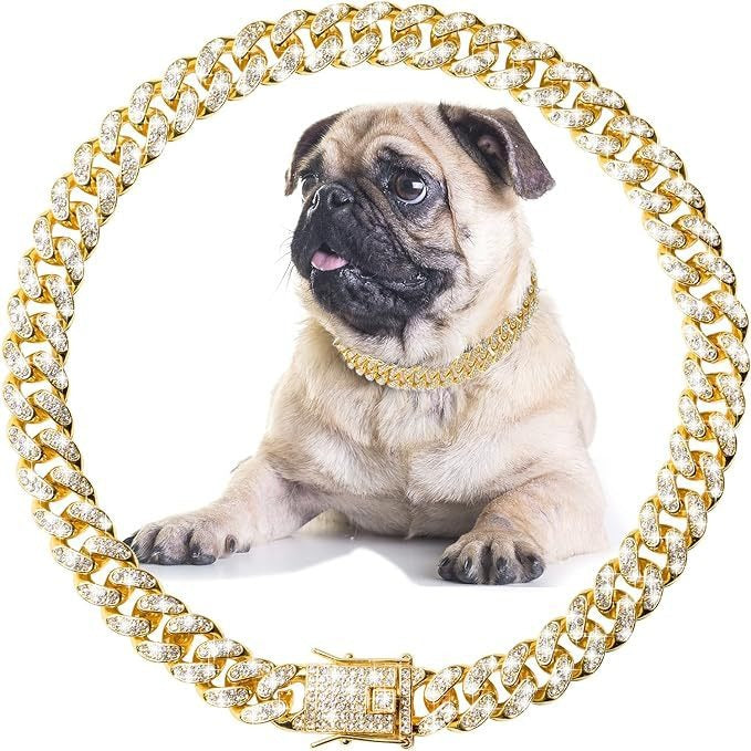 Cuban Chain Pet Collar for Glamorous Photo Moments