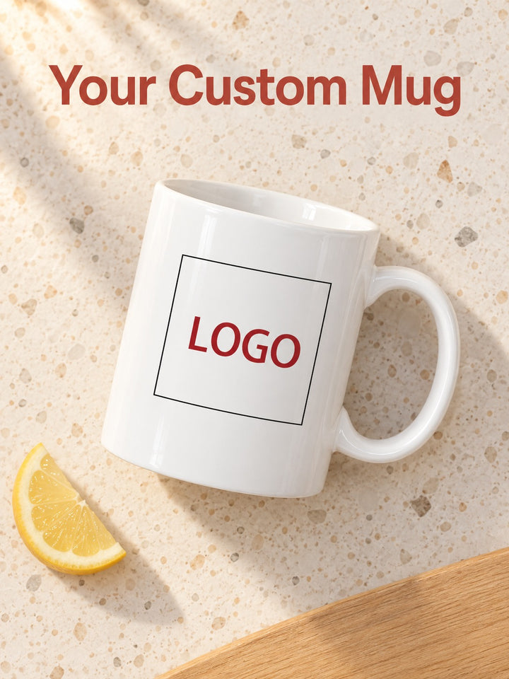 Custom Photo Logo Ceramic Mug for Gifts & Office Use