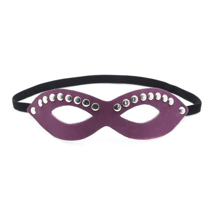 Purple Masquerade Eye Mask with Silver Rivet Detail