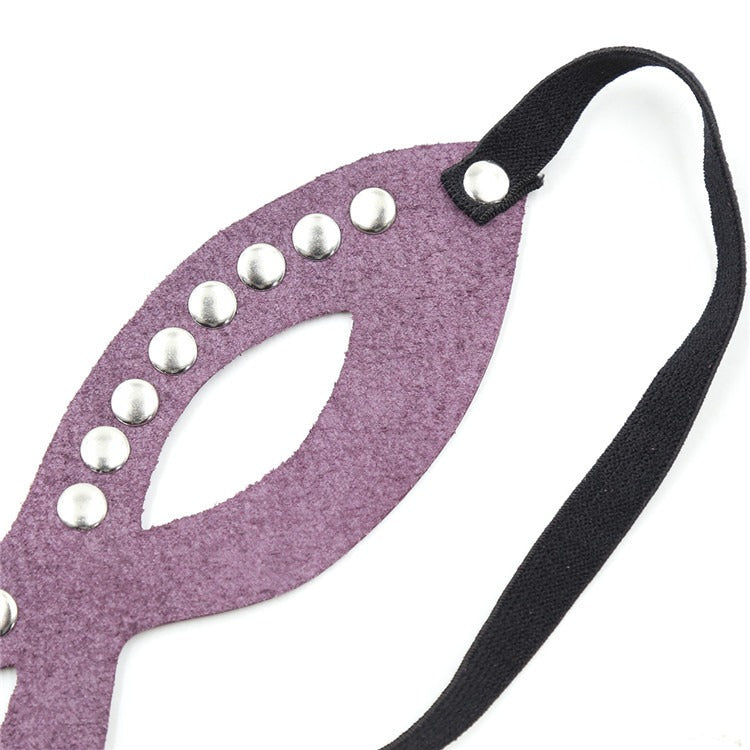 Purple Masquerade Eye Mask with Silver Rivet Detail