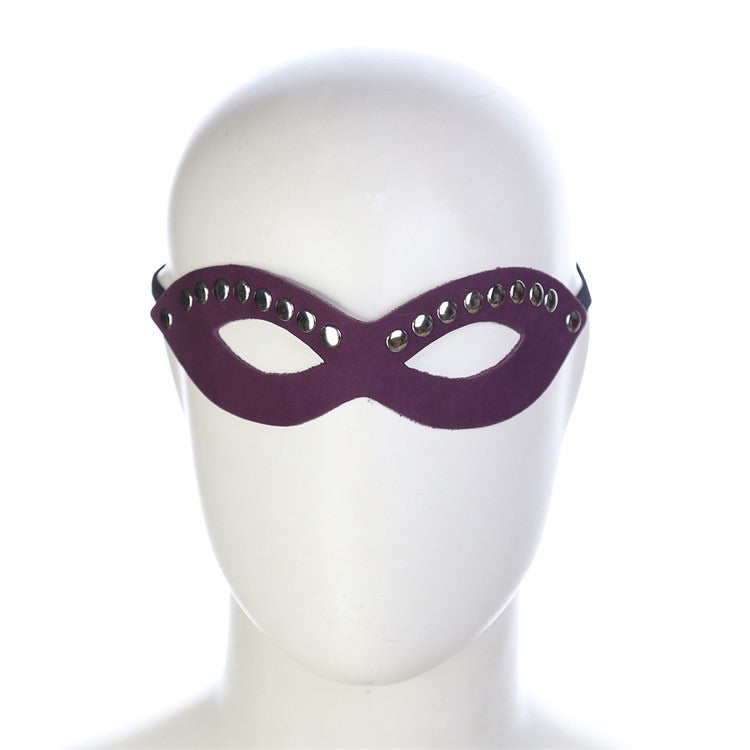 Purple Masquerade Eye Mask with Silver Rivet Detail