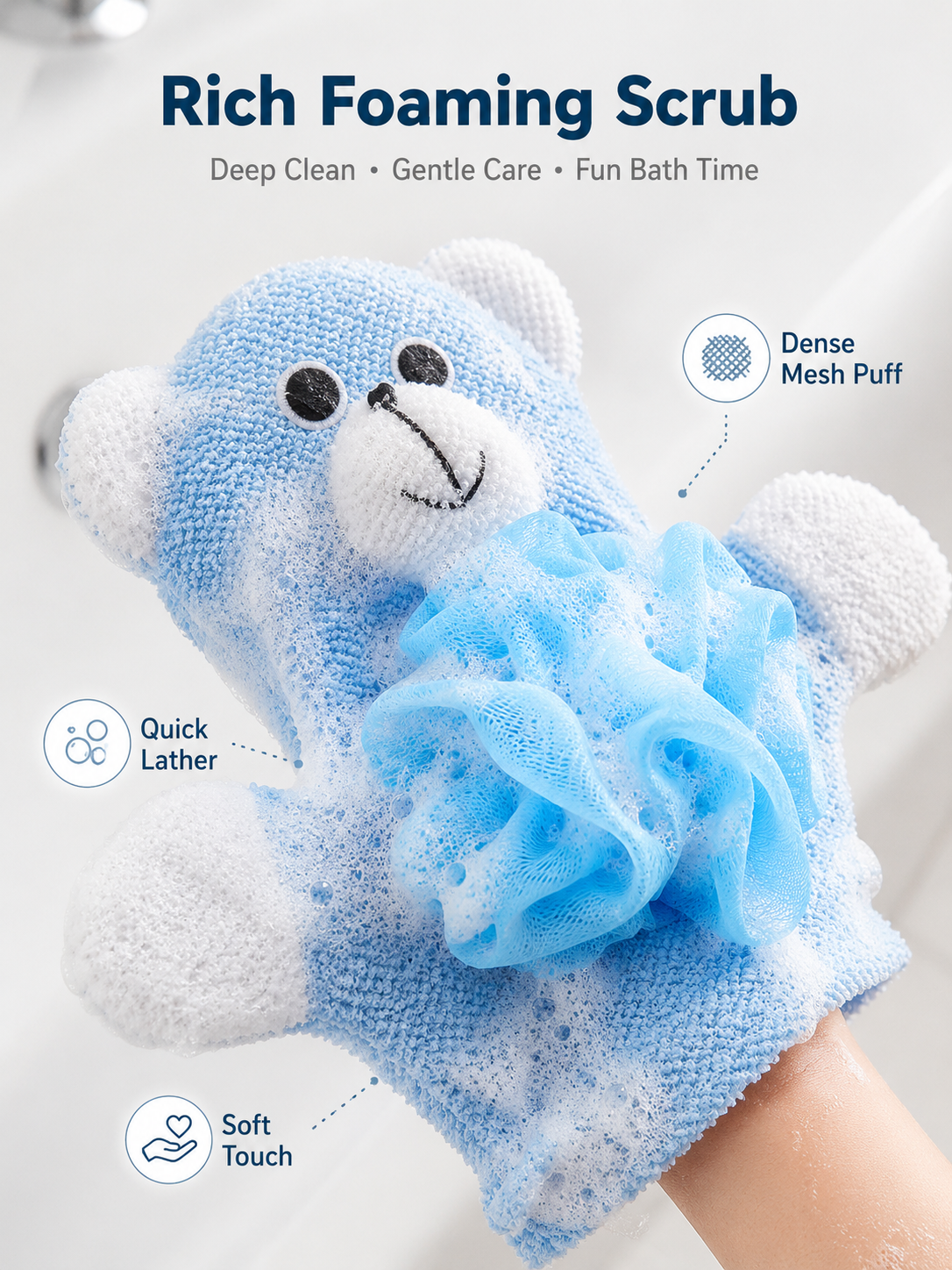 Animal Bath Mitt Gloves for Babies & Toddlers | 2-Pack