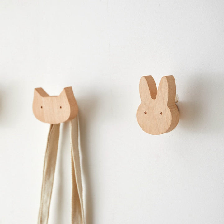 Kids' Wooden Animal Wall Hooks for Playful Storage