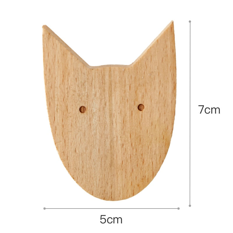 Kids' Wooden Animal Wall Hooks for Playful Storage
