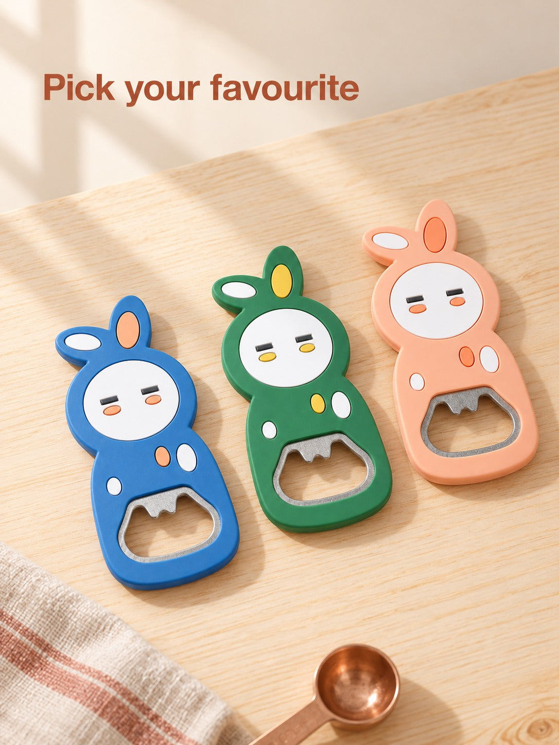 Cute Bottle Opener Fridge Magnet With Stainless Steel Head
