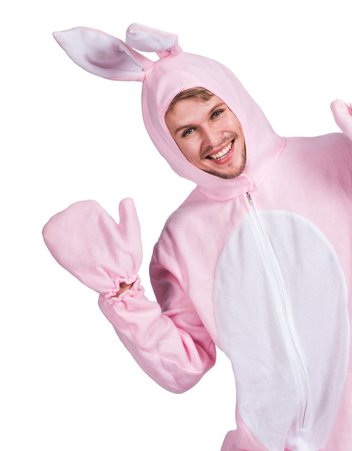 Pink Bunny Costume Adult Rabbit Pajamas One-Piece