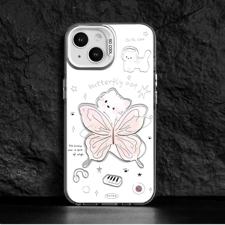 Cute Butterfly Kitten iPhone Case with Camera Guard