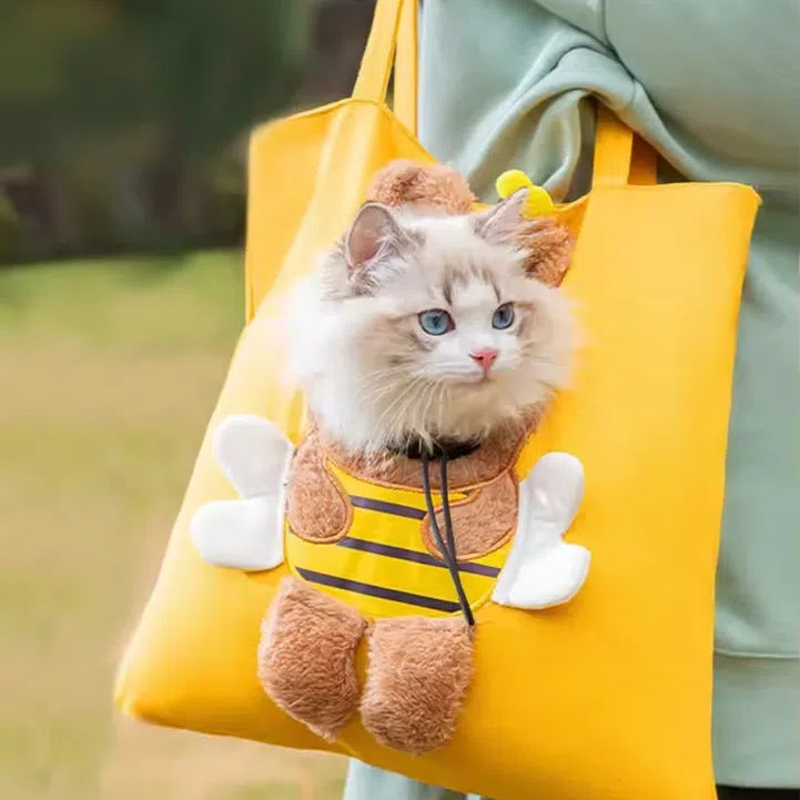 Cute Bee-Shaped Pet Tote Bag for Small Cats & Dogs