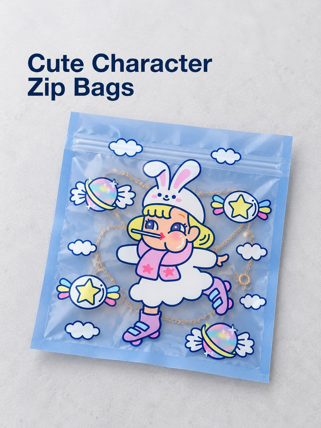 Cute Character Zip Bags for Snacks, Jewelry & Gifts