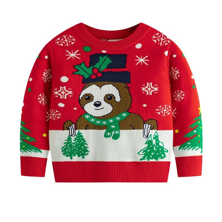 Children's Christmas Sweater with Cute Cartoon Knit