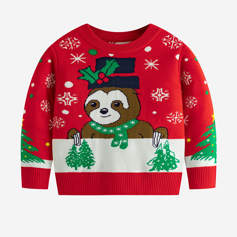 Children's Christmas Sweater with Cute Cartoon Knit