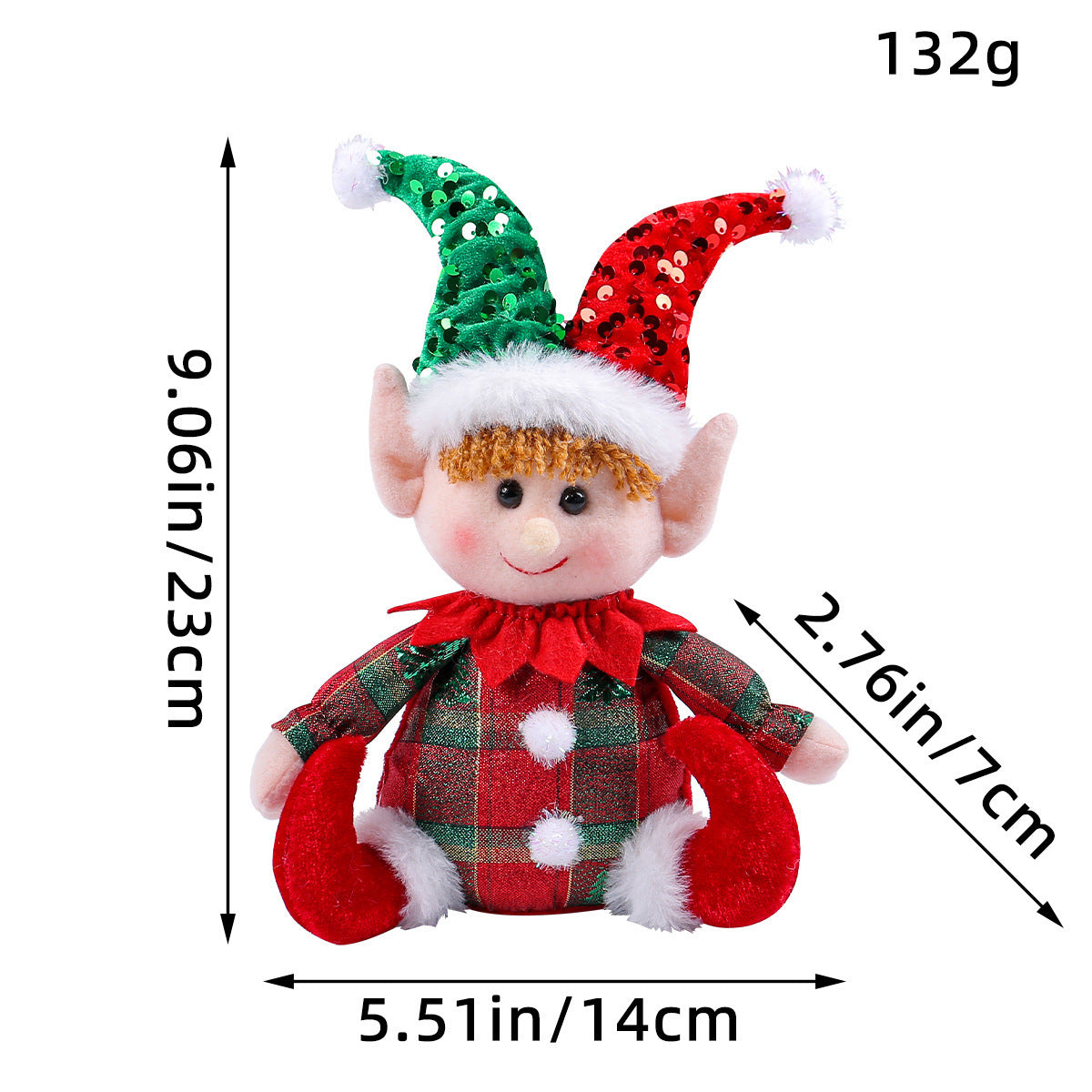Christmas Elf Doll Set – Glittering Seated Duo Decor