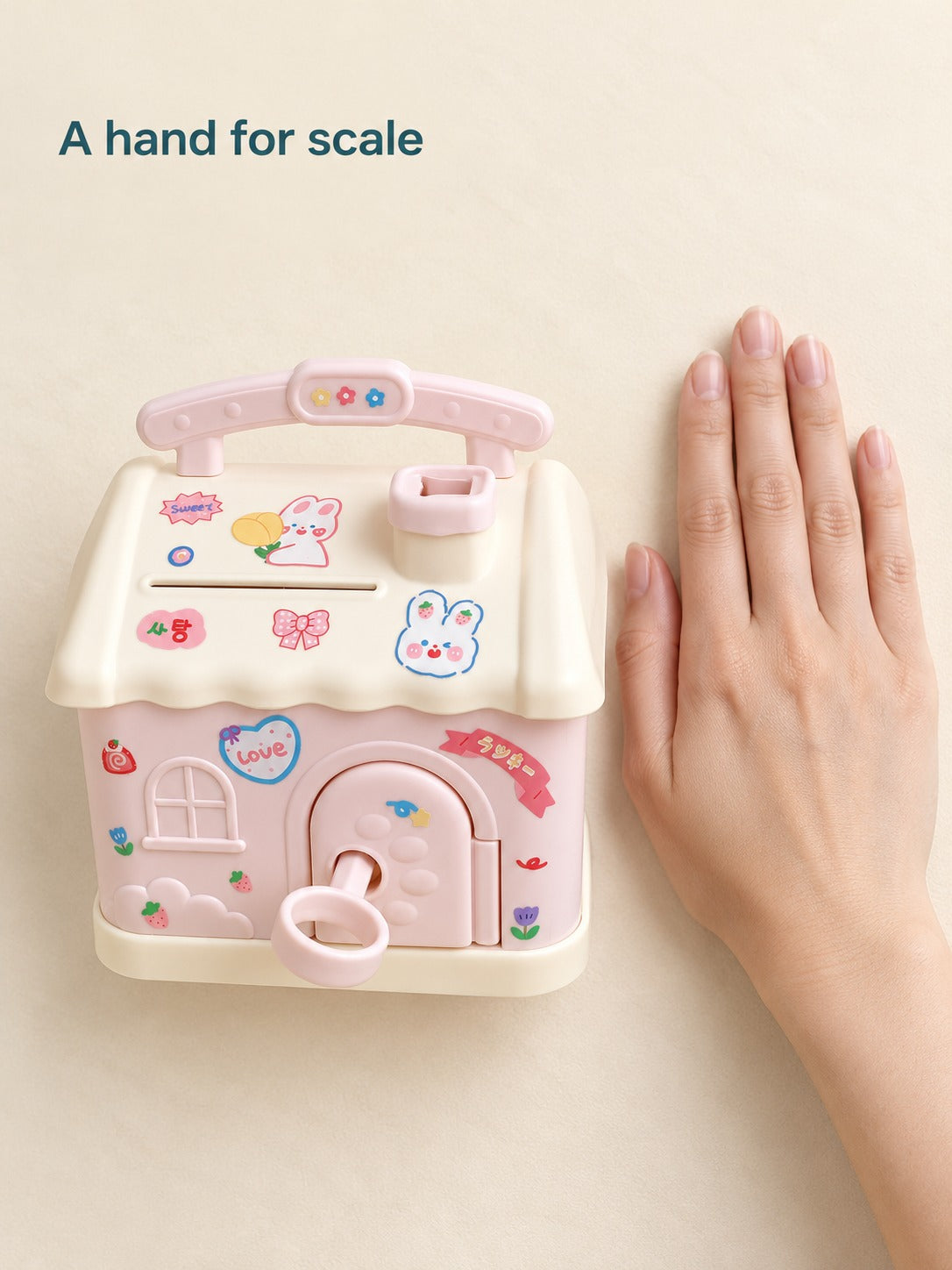Cute Cottage Piggy Bank with Lock and Key for Kids