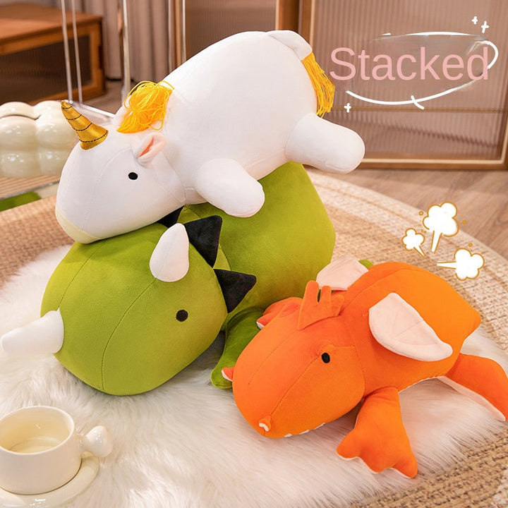 Stackable Dinosaur & Unicorn Plush Toy Set for Cozy Decor