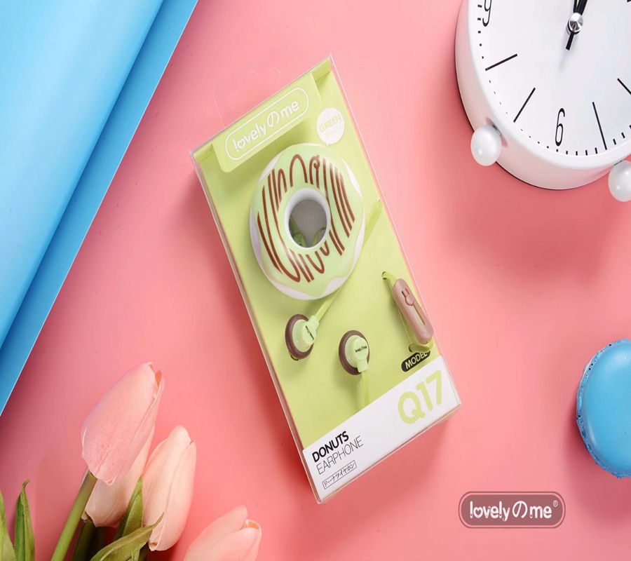 Cute Donut Wired Earphones with Mic, Pastel Colors