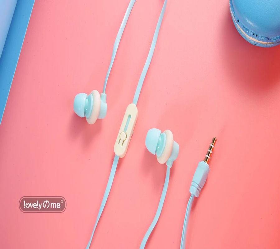 Cute Donut Wired Earphones with Mic, Pastel Colors