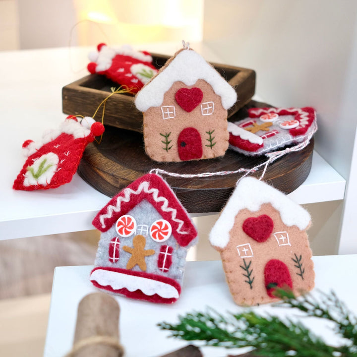 Felt Christmas Ornaments Set of 3 Cozy Gingerbread Decor