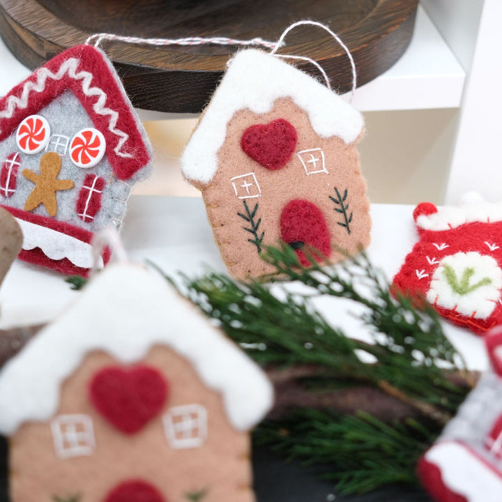 Felt Christmas Ornaments Set of 3 Cozy Gingerbread Decor