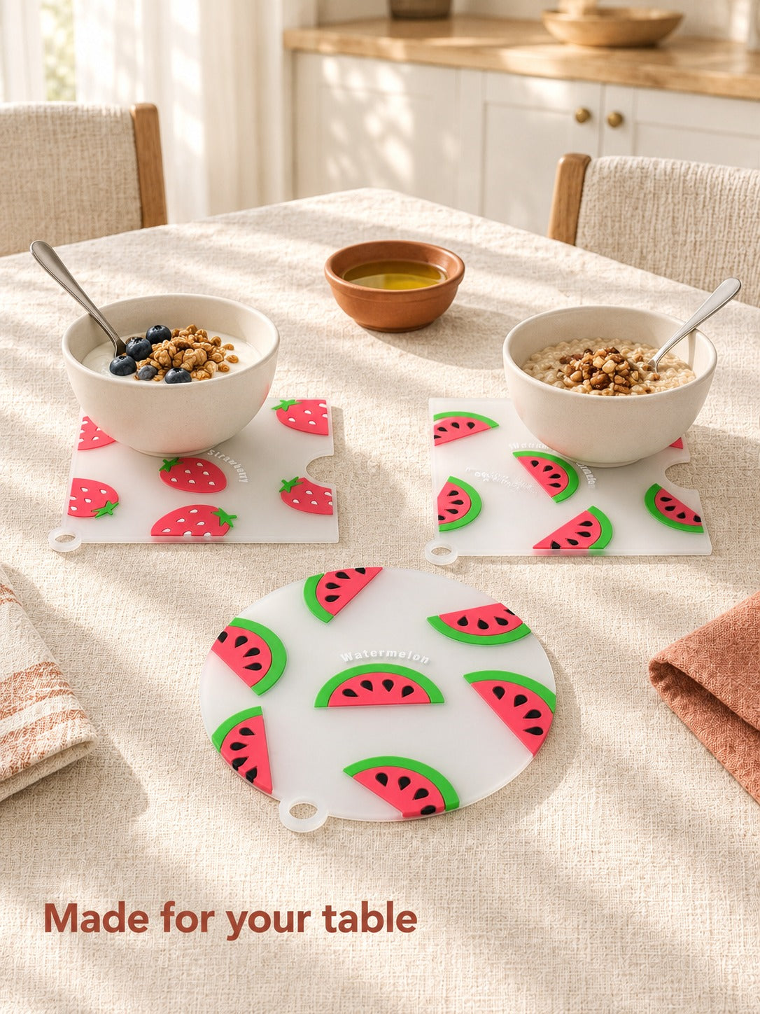 Cute Fruit Silicone Coasters for Hot Pots and Mugs