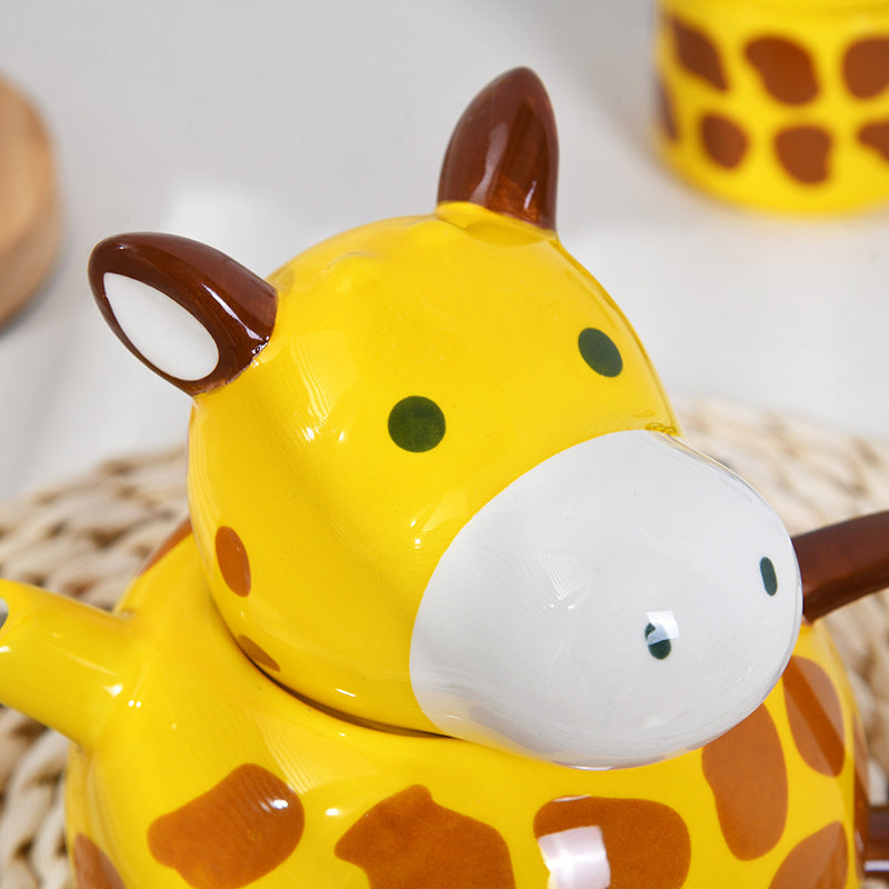 Giraffe Tea Set Ceramic Teapot Cups for Cheerful Tables