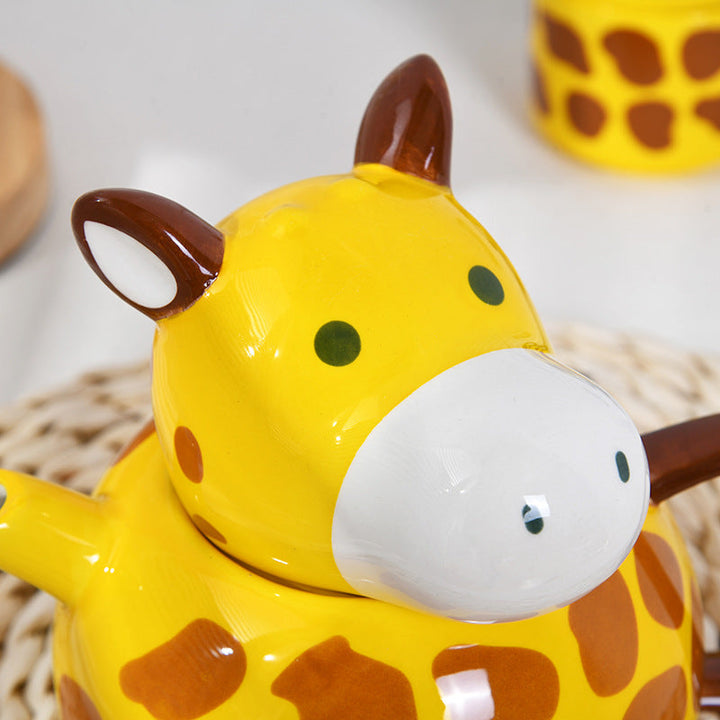 Giraffe Tea Set Ceramic Teapot Cups for Cheerful Tables