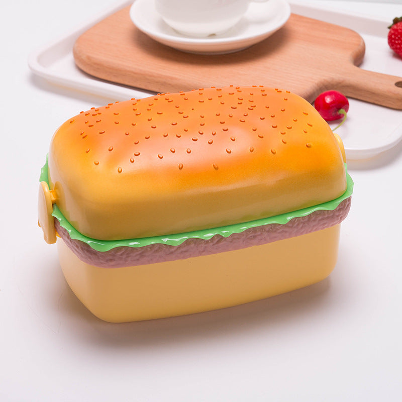 Hamburger Kids Lunch Box with 3 Layers and Spoon