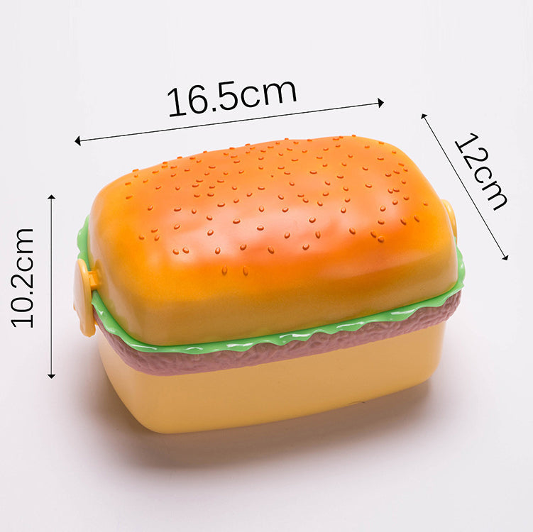 Hamburger Kids Lunch Box with 3 Layers and Spoon