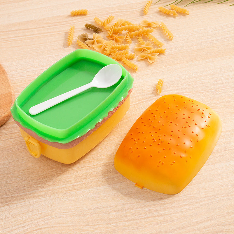 Hamburger Kids Lunch Box with 3 Layers and Spoon
