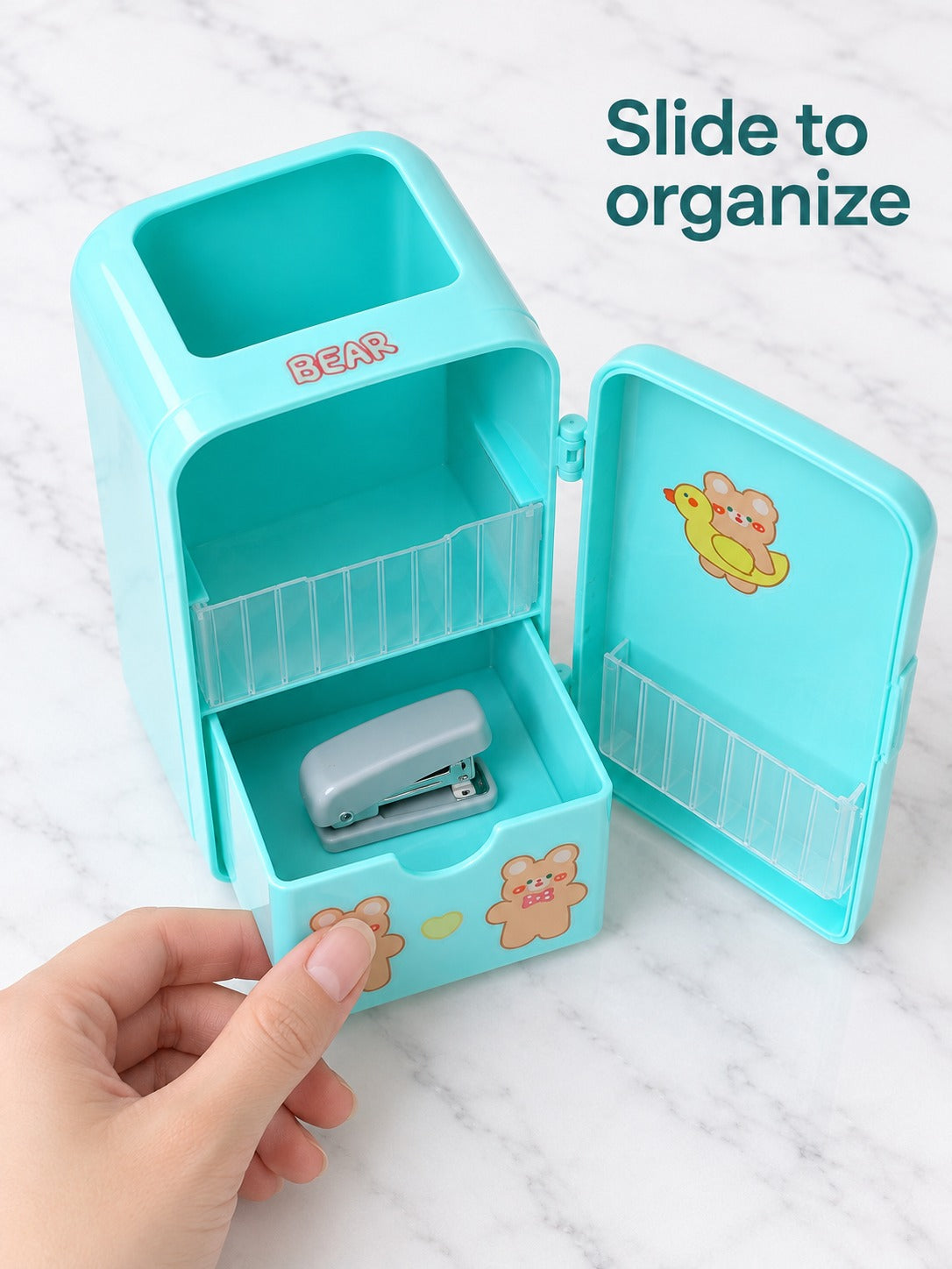 Cute Mini Fridge Pen Holder for Kawaii Desk Organizing