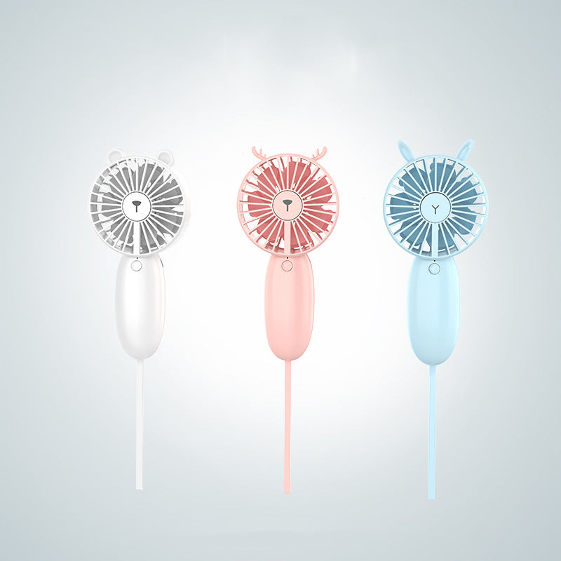 Cute Handheld Mini Fan: Silent USB Rechargeable Cooling
