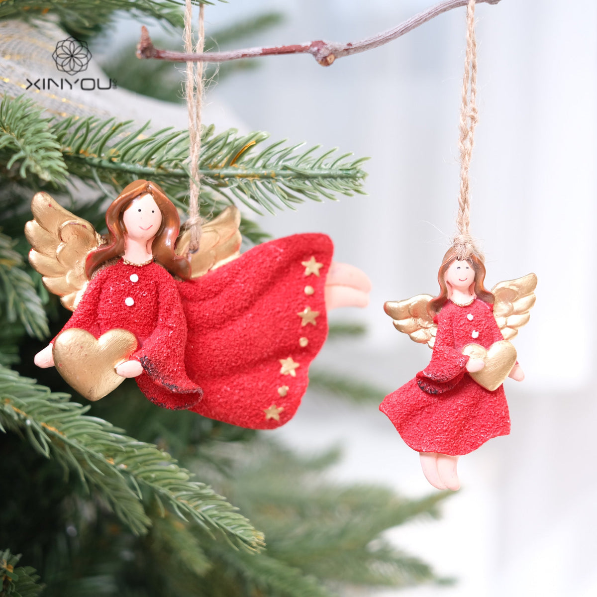 Red Angel Christmas Ornament For Festive Tree Charm