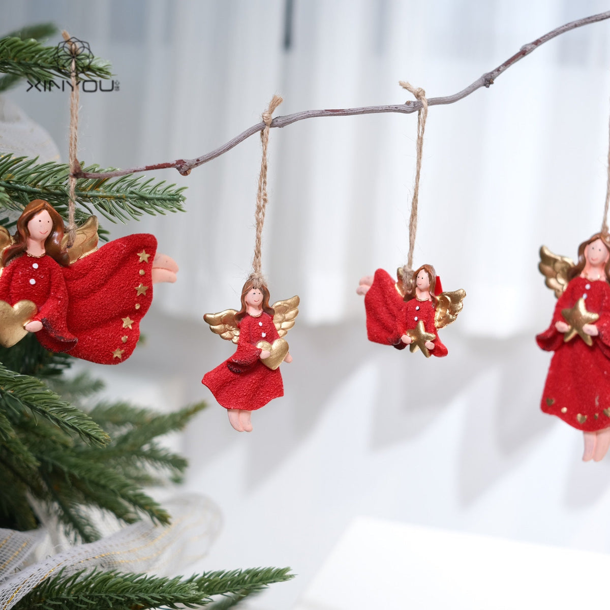 Red Angel Christmas Ornament For Festive Tree Charm