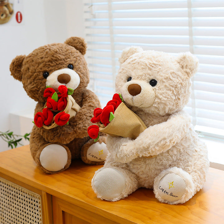 Rose Flower Bear Plush Toy For Lasting Romance