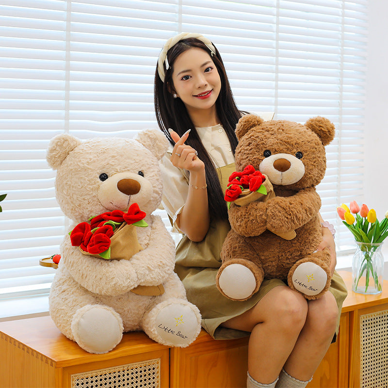 Rose Flower Bear Plush Toy For Lasting Romance