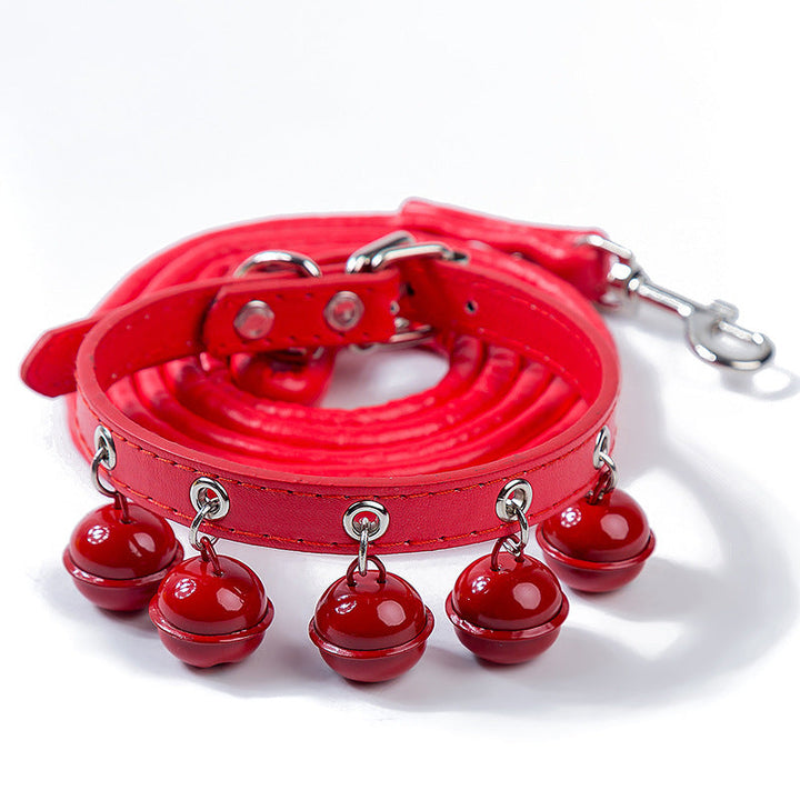 Cat Bell Collar and Leash Set for Colorful Pet Walks