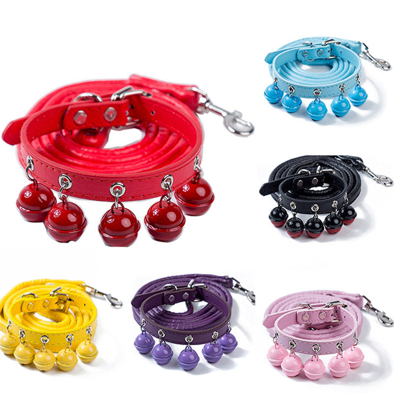 Cat Bell Collar and Leash Set for Colorful Pet Walks