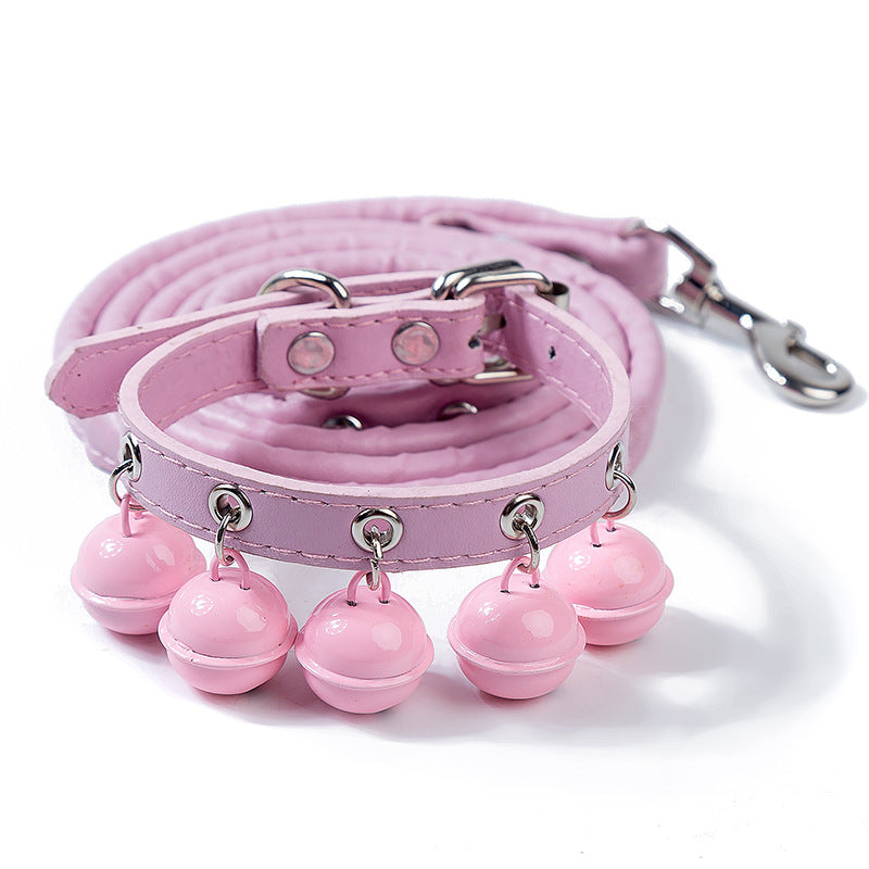 Cat Bell Collar and Leash Set for Colorful Pet Walks