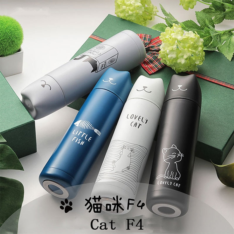 Cute Cat Thermos 500ml Vacuum Travel Mug for Coffee