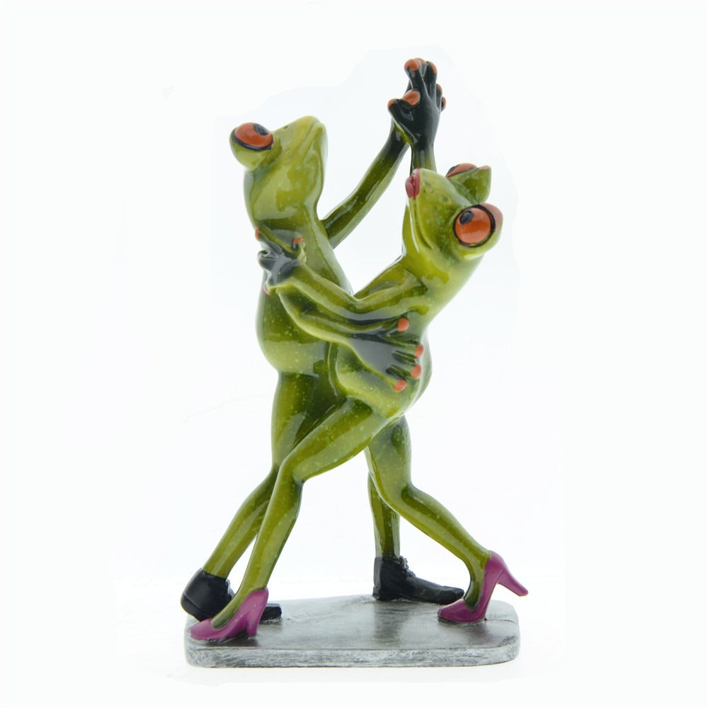 Dancing Frog Resin Ornament Decor for Playful Shelves