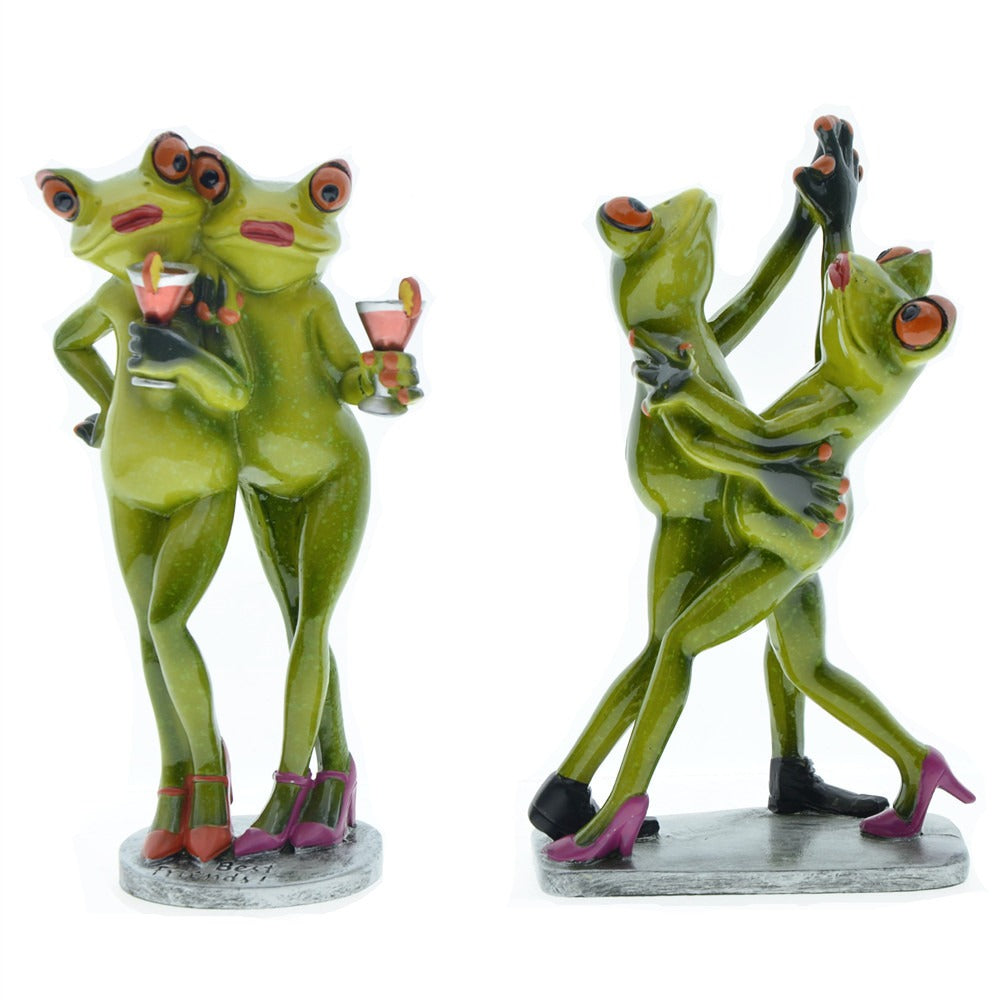 Dancing Frog Resin Ornament Decor for Playful Shelves